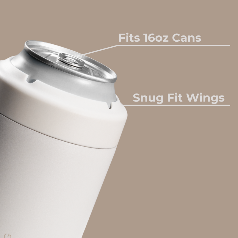 Can Cooler 16oz | 2-in-1 Insulated Tallboy Can Cooler Screw-Top Lock – Linen