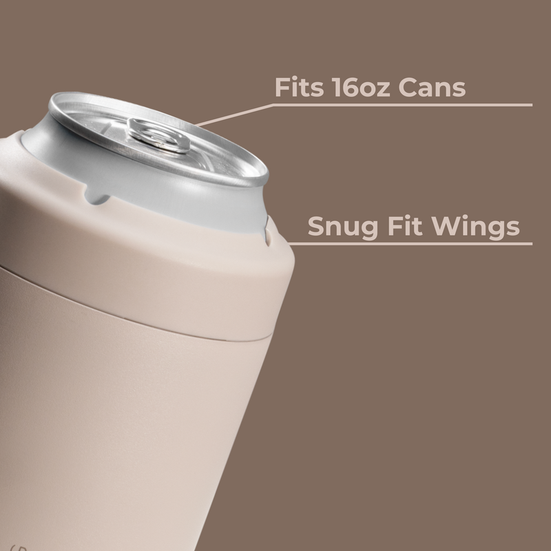 Can Cooler 16oz | 2-in-1 Insulated Tallboy Can Cooler Screw-Top Lock – Dune