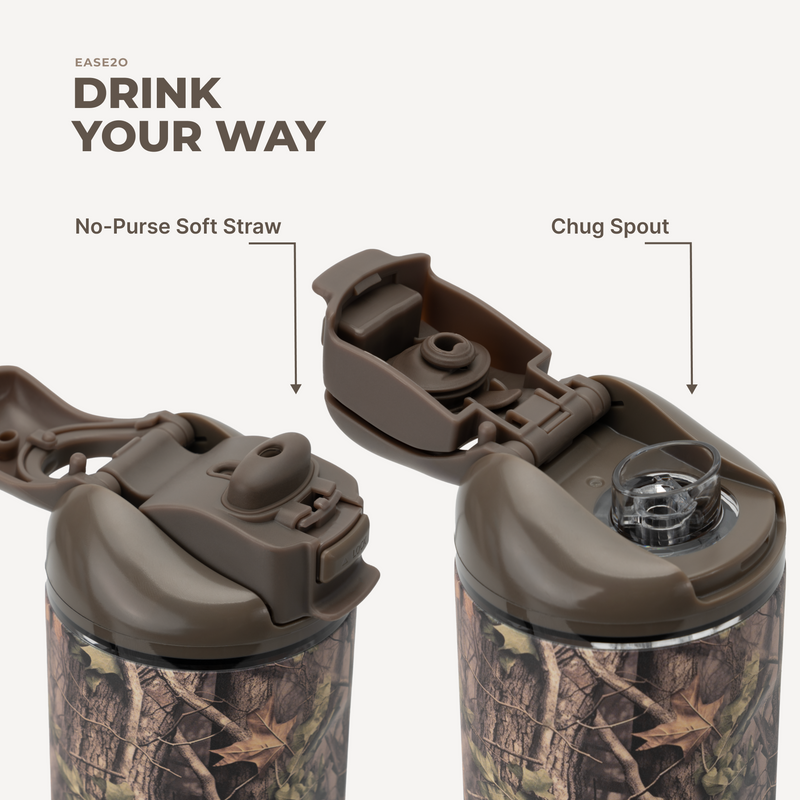 Ease2o 40oz | Dual-Function Water Bottle with Straw & Chug Spout – Woodland