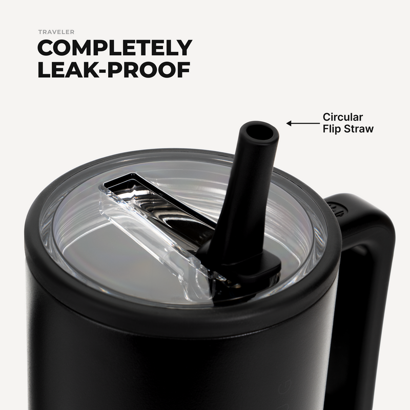 Traveler 32oz | Leakproof Insulated Tumbler with Handle – Black