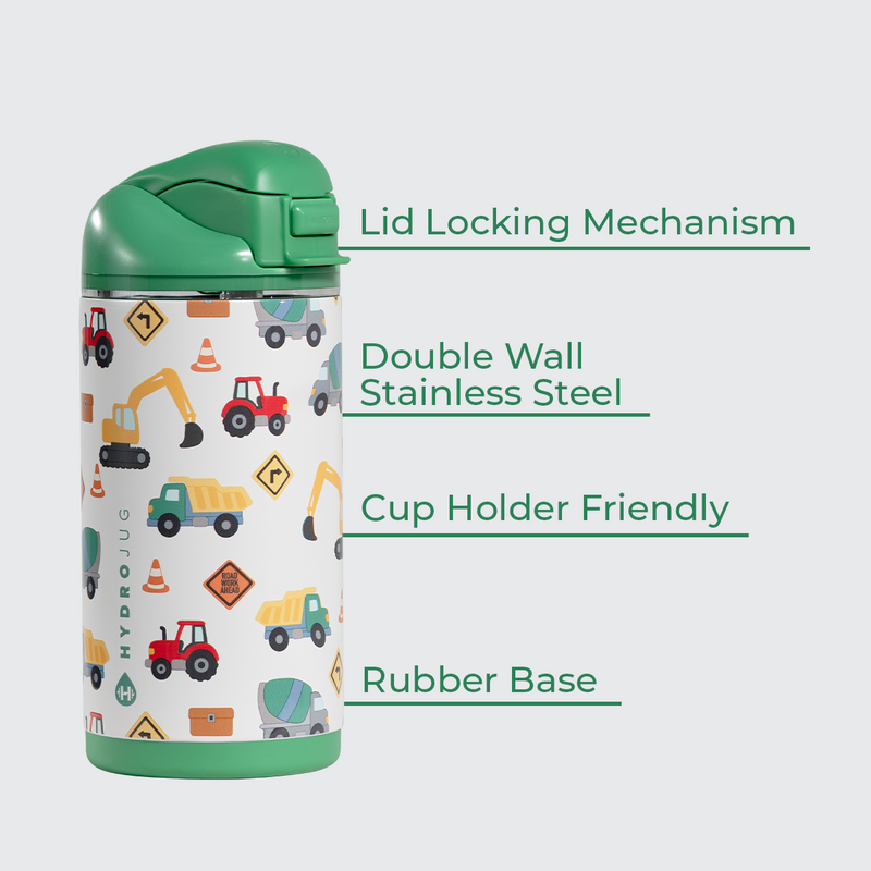 Ease2o 14oz | Leakproof 2-in-1 Kids Water Bottle Straw & Chug Spout – Under Construction