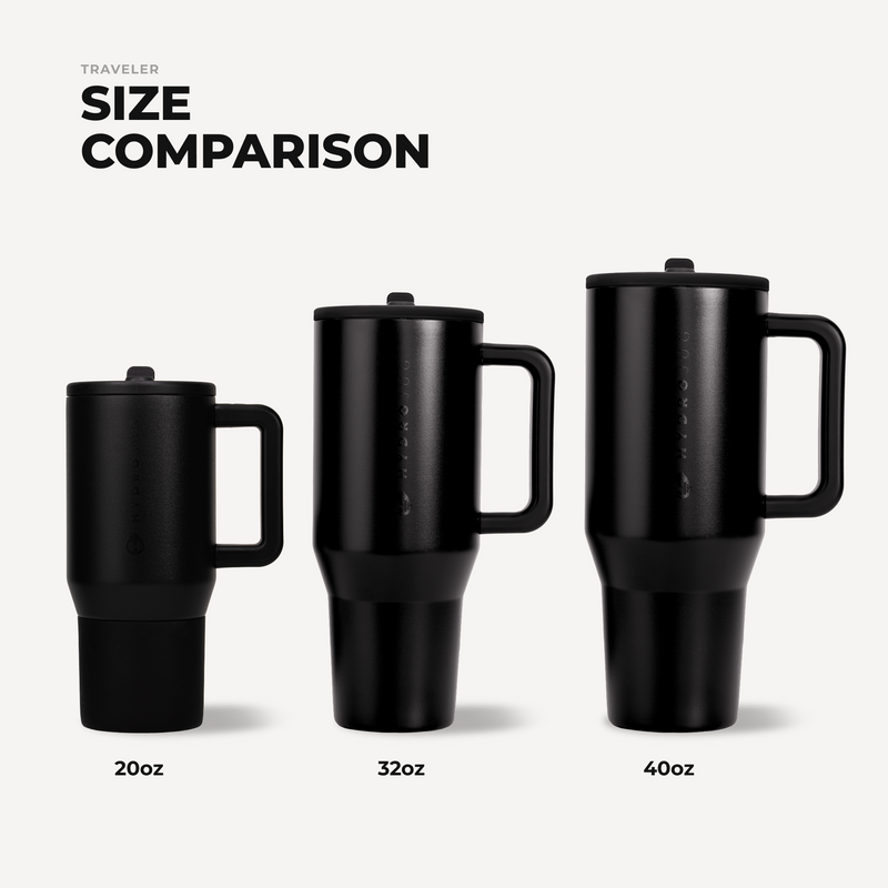 Traveler 32oz | Leakproof Insulated Tumbler with Handle – Black