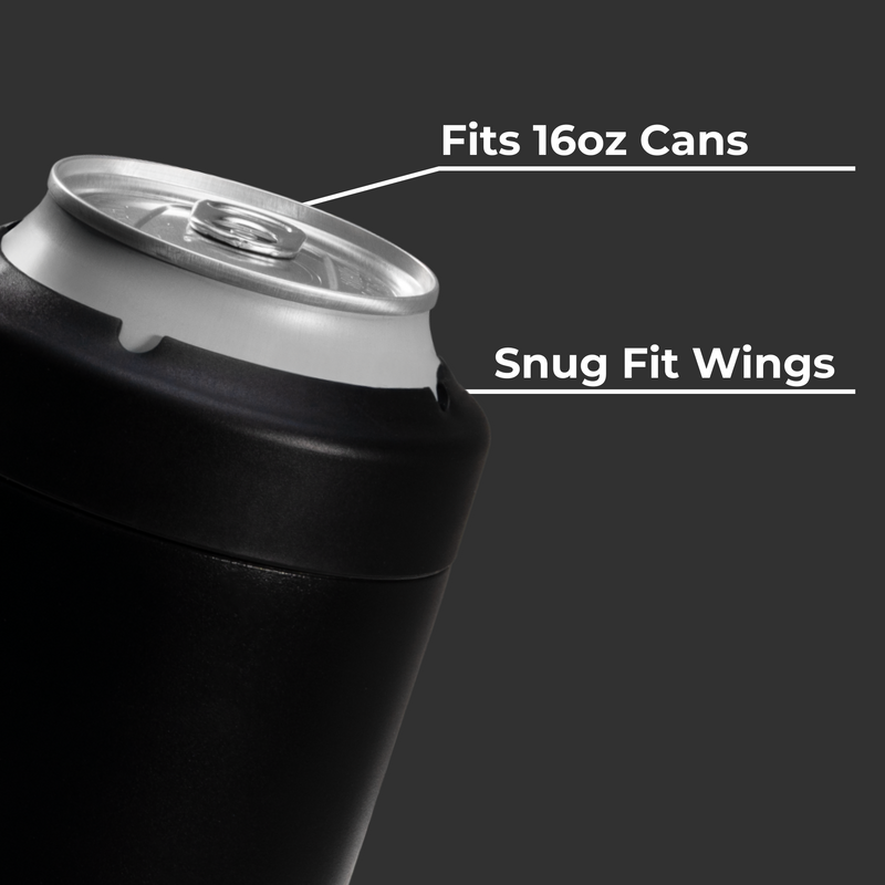 Can Cooler 16oz | 2-in-1 Insulated Tallboy Can Cooler Screw-Top Lock – Black