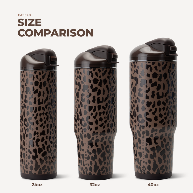 Ease2o 32oz | Compact Water Bottle with Straw & Chug Spout – Brown Leopard