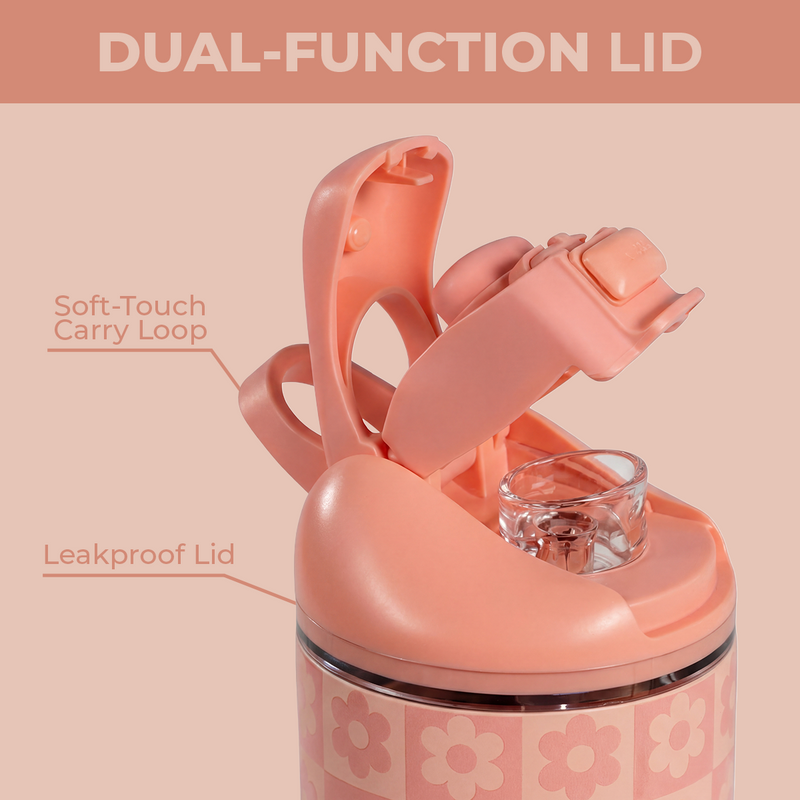 Ease2o 14oz | Leakproof 2-in-1 Kids Water Bottle Straw & Chug Spout – Daisy Checkers
