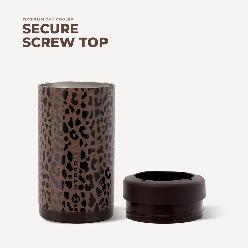 Slim Can Cooler 12oz - Brown Leopard