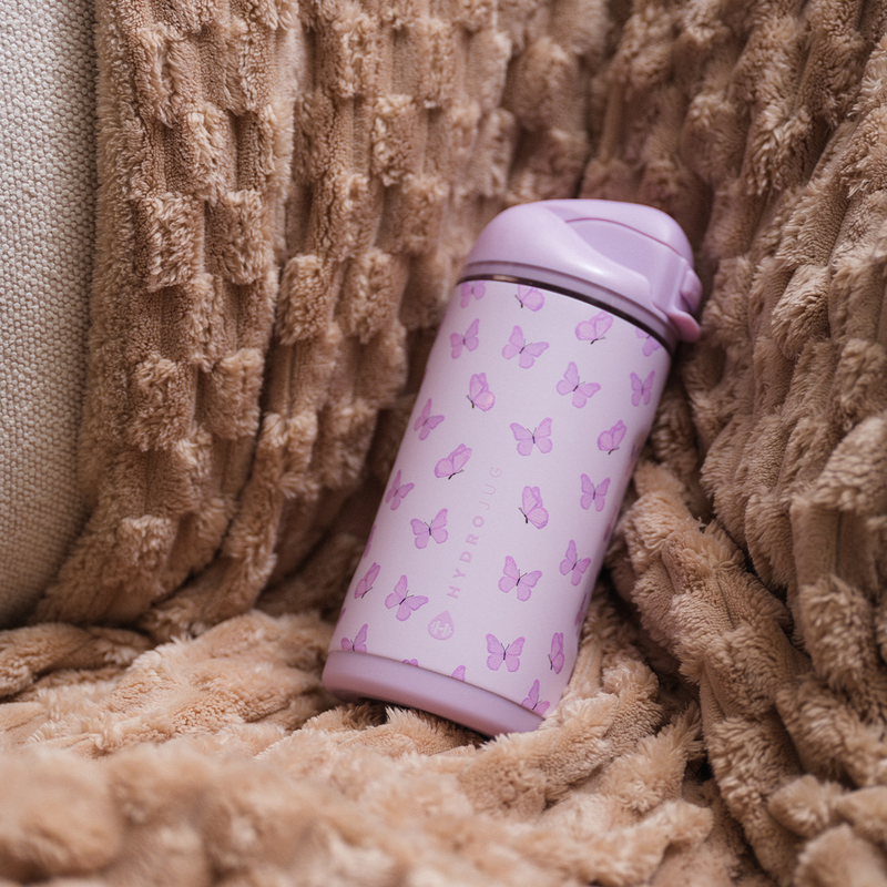 Ease2o 14oz | Leakproof 2-in-1 Kids Water Bottle with Straw & Chug Spout – Flutter