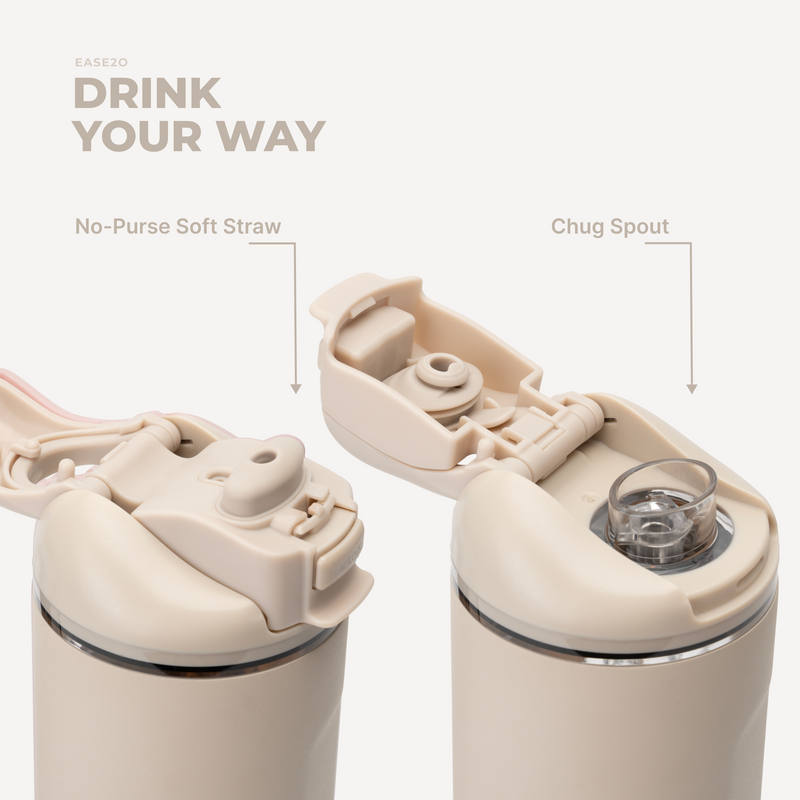 Ease2o 24oz | 2-in-1 Water Bottle with Soft Straw & Chug Spout – Dune