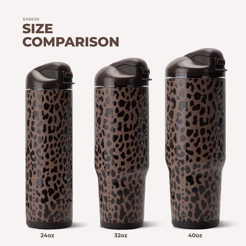 Ease2o 40oz | Dual-Function Water Bottle with Straw & Chug Spout – Brown Leopard