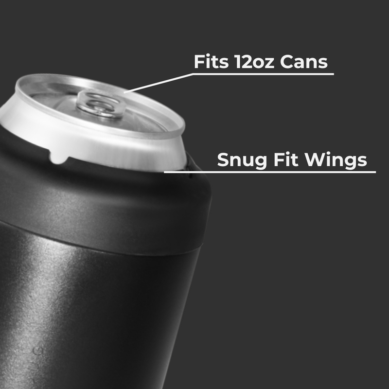 Can Cooler 12oz | 2-in-1 Insulated Standard Can Cooler Screw-Top Lock – Black