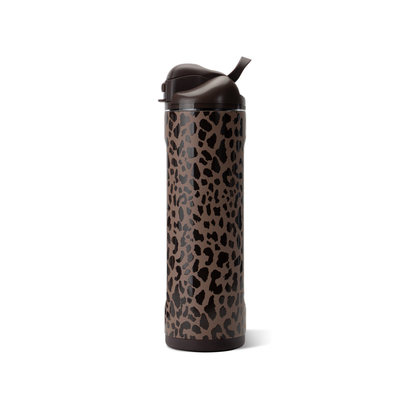 Ease2o 24oz | 2-in-1 Water Bottle with Soft Straw & Chug Spout – Brown Leopard