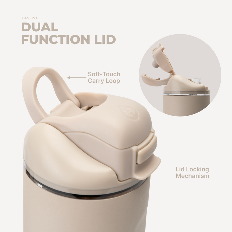 Ease2o 32oz | Compact Water Bottle with Straw & Chug Spout – Dune