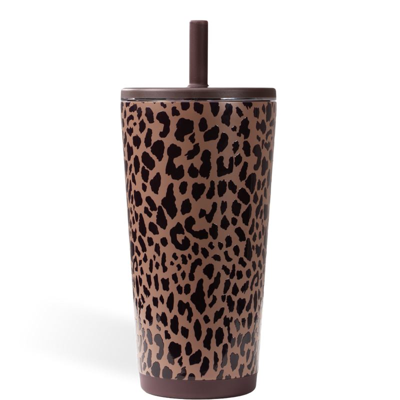 Everyday Tumbler 20oz | Ceramic-Lined Insulated Tumbler with Straw – Brown Leopard