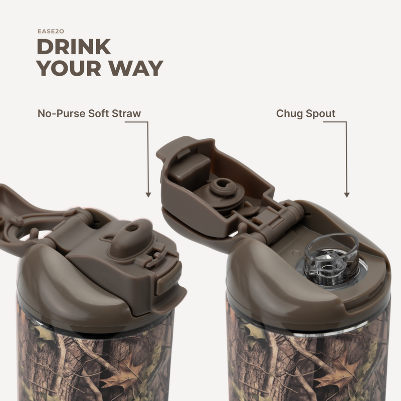 Ease2o 24oz | 2-in-1 Water Bottle with Soft Straw & Chug Spout – Woodland