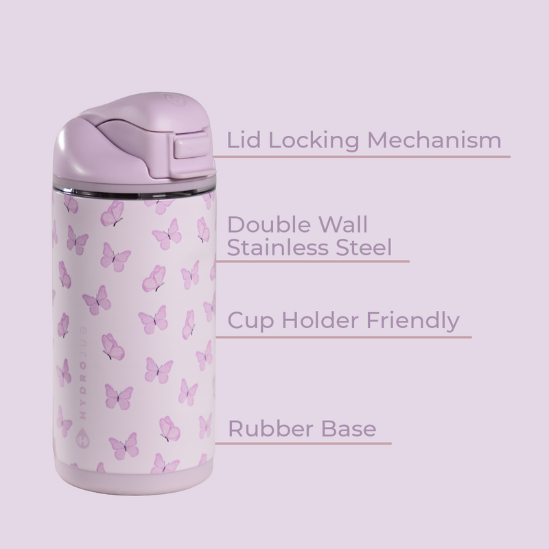 Ease2o 14oz | Leakproof 2-in-1 Kids Water Bottle with Straw & Chug Spout – Flutter